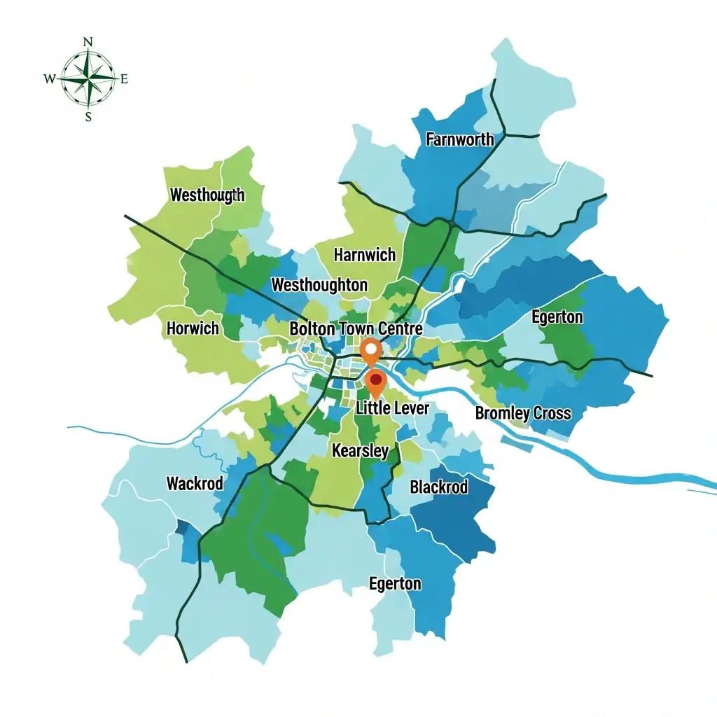 fire safety Areas serving map of bolton