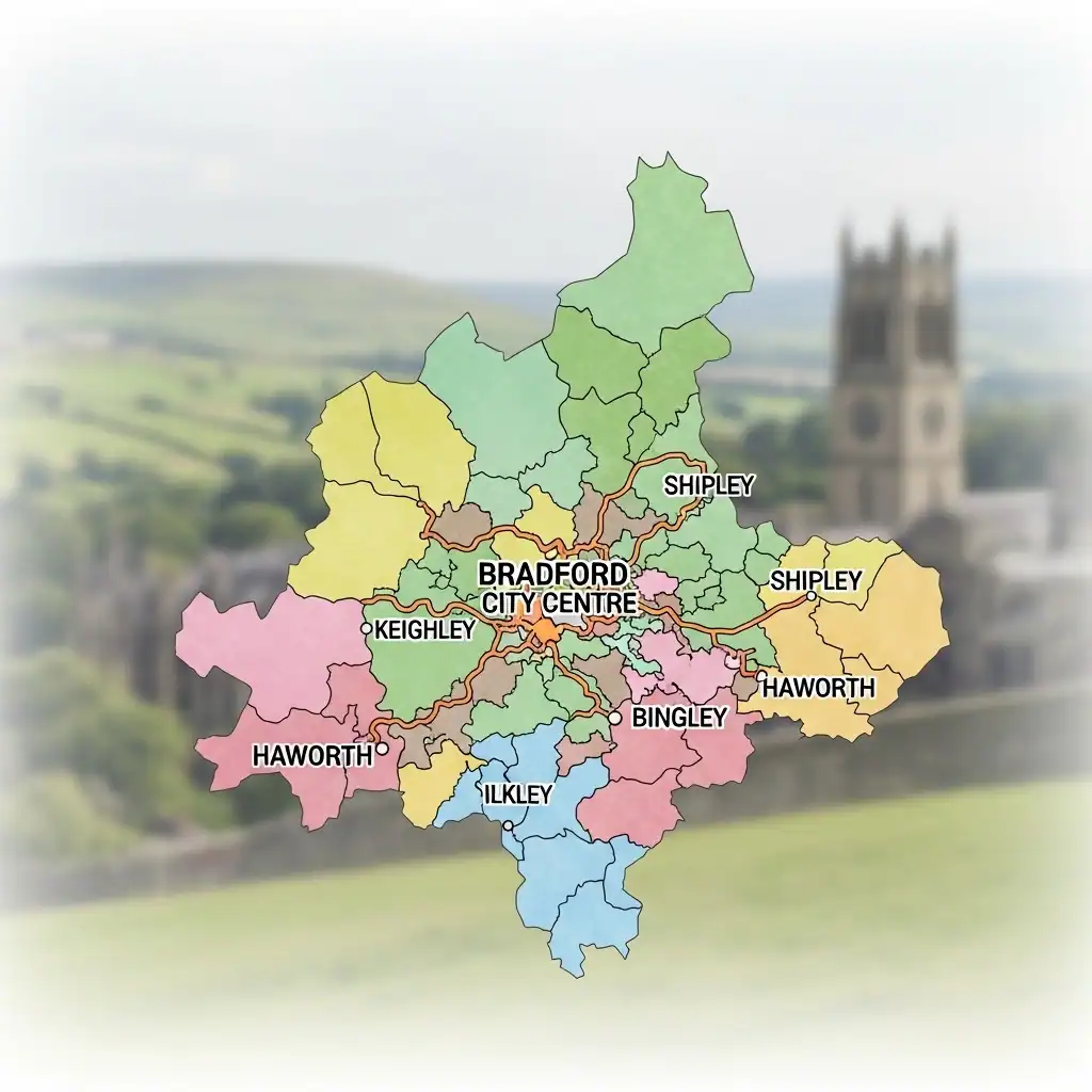 areas serving for fire safety assesment - map of bradford