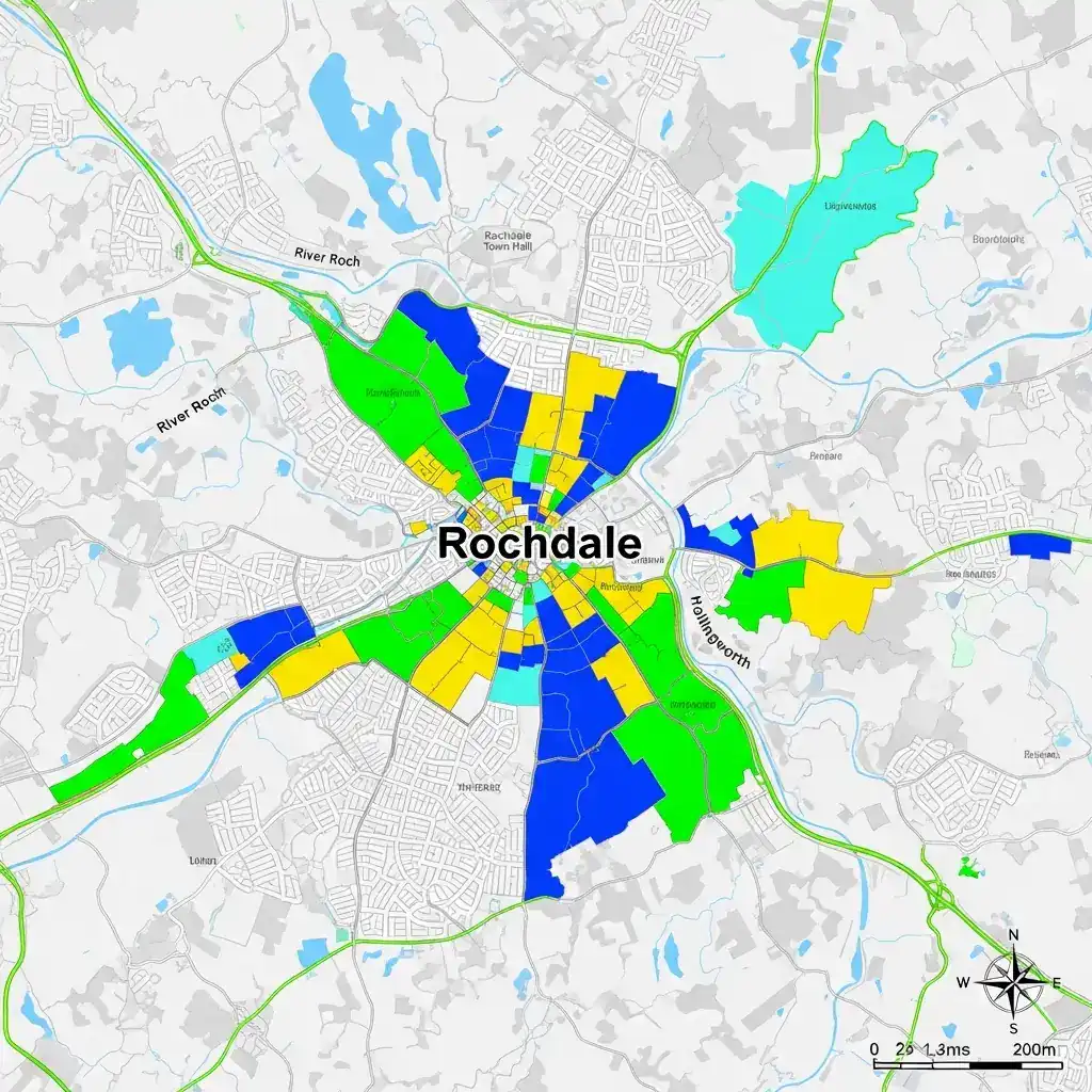 Areas We Serve in Rochdale marked on Map