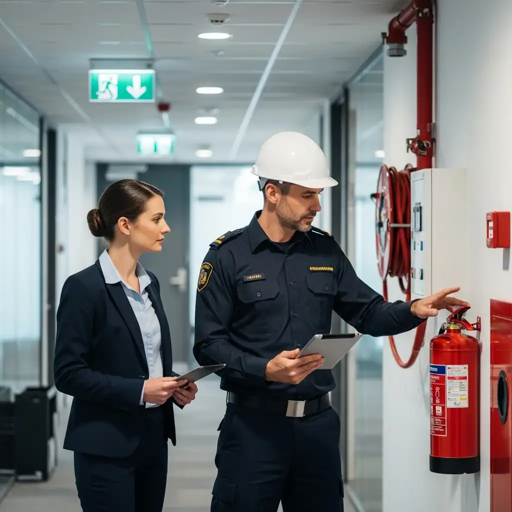 Specialists defining services of fire safety