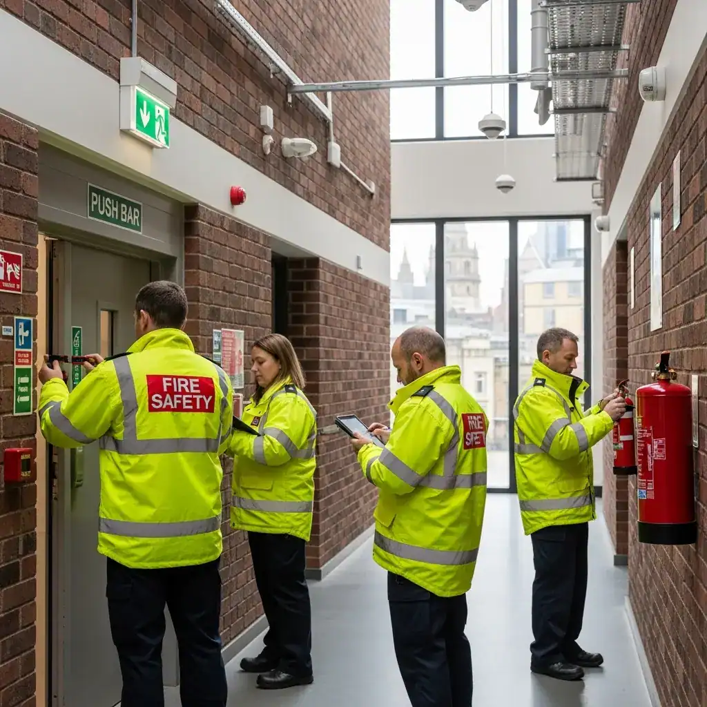 Fire Safety team assessing fire safety risk